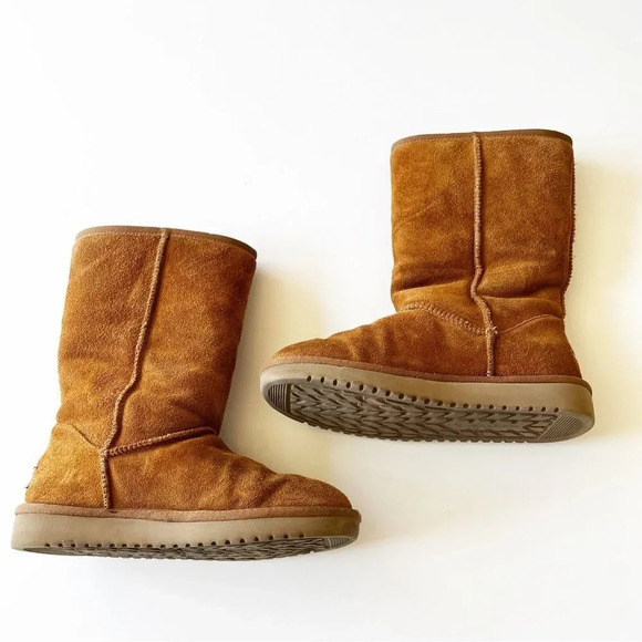 Koolaburra by UGG 9” Shearling Boots Size 5 Tan Suede Bow Details Warm Cozy Boot - Picture 2 of 11
